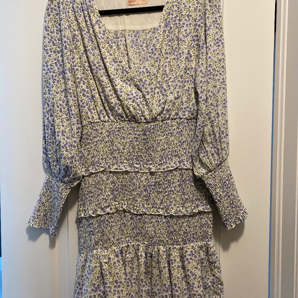 Long sleeve floral mini dress